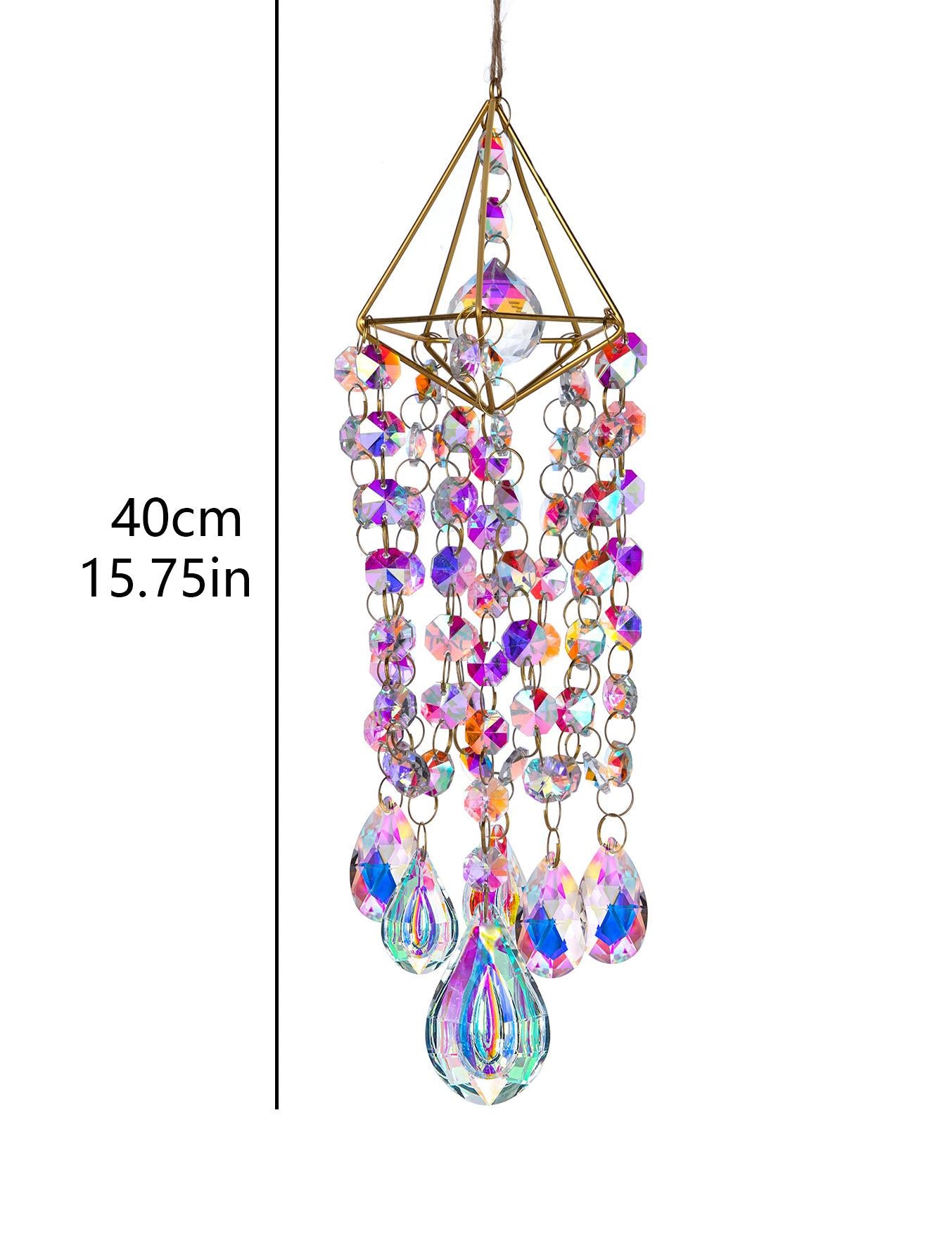 Rainbow Crystal Wind Chime: Fantasy Suncatcher for Windows