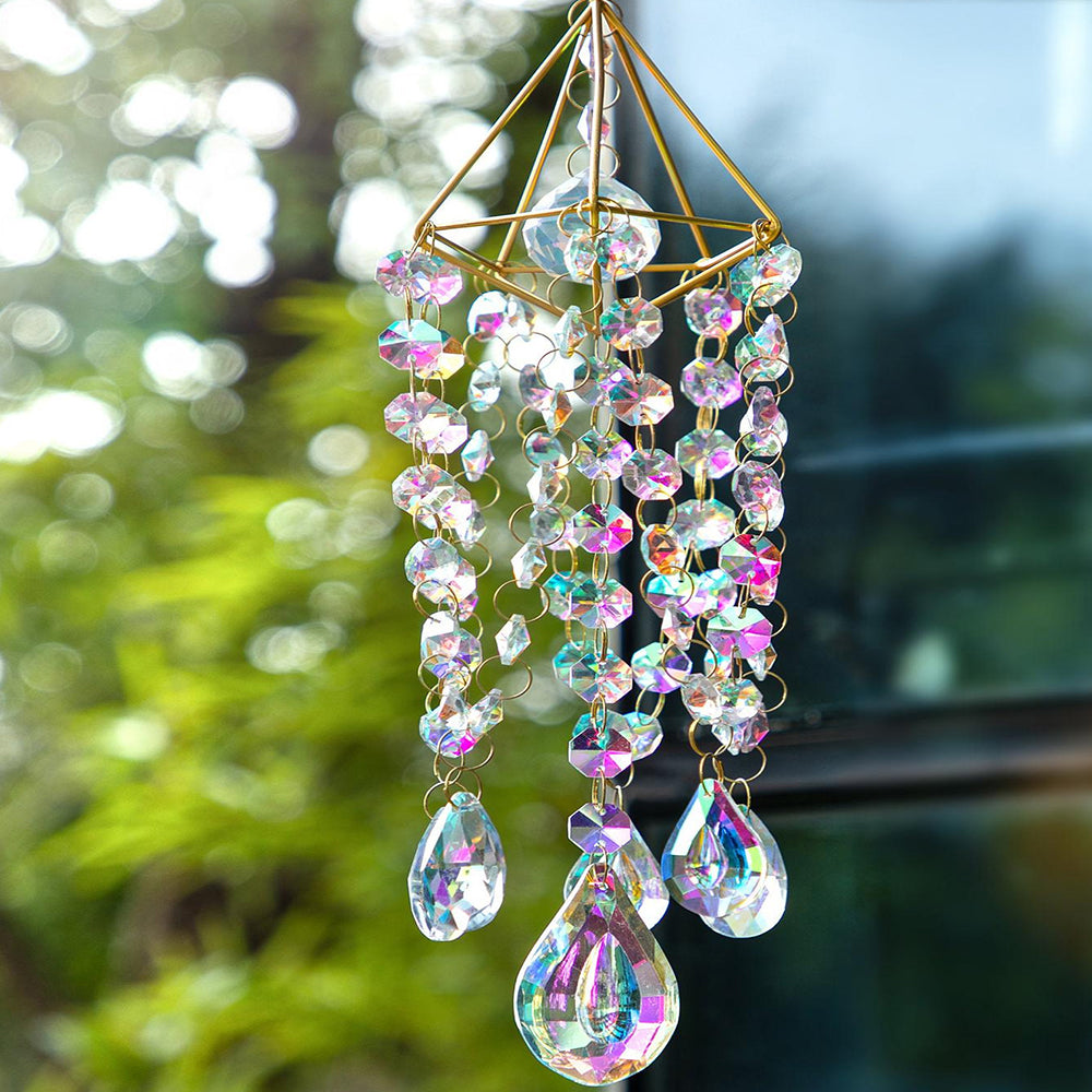 Rainbow Crystal Wind Chime: Fantasy Suncatcher for Windows