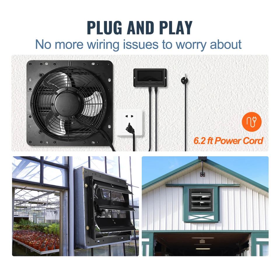 Metal Exhaust Fan with Temperature and Humidity Control – 843 CFM Ventilation Fan