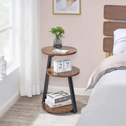 Stylish 3 Tier Metal Frame Bedside Table