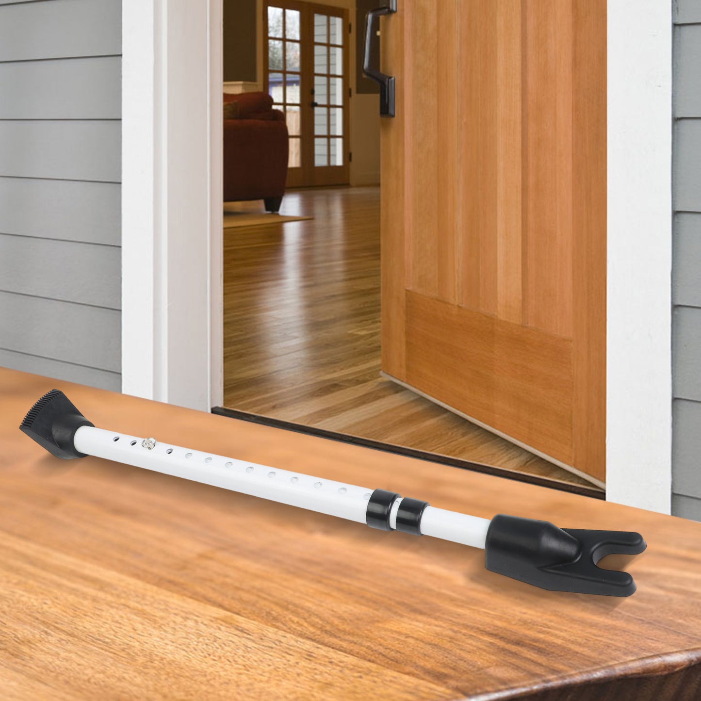 White Adjustable Door Security Bar - Front Door Protection