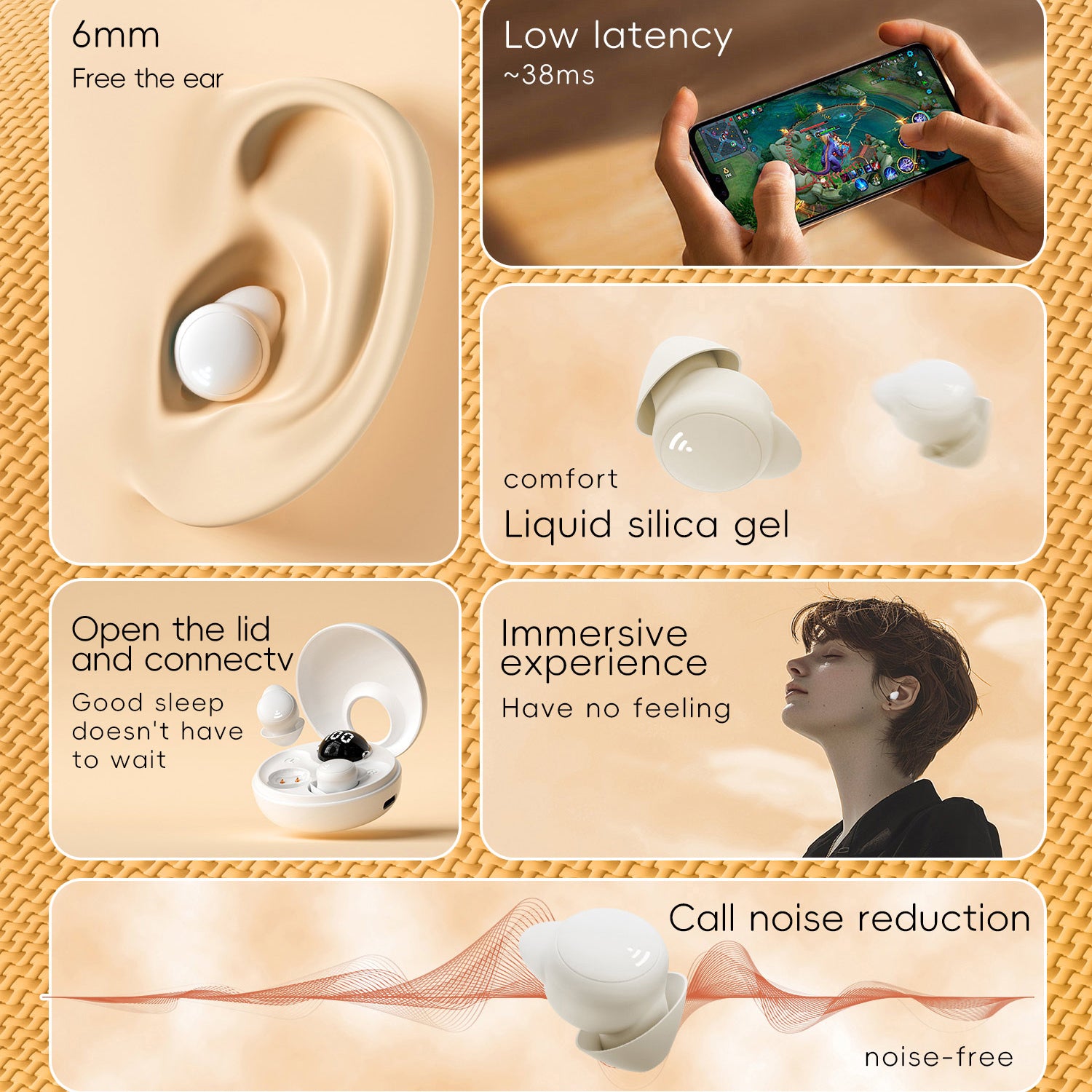 Mini Invisible Sleep Earphones - TWS Wireless Noise Cancelling